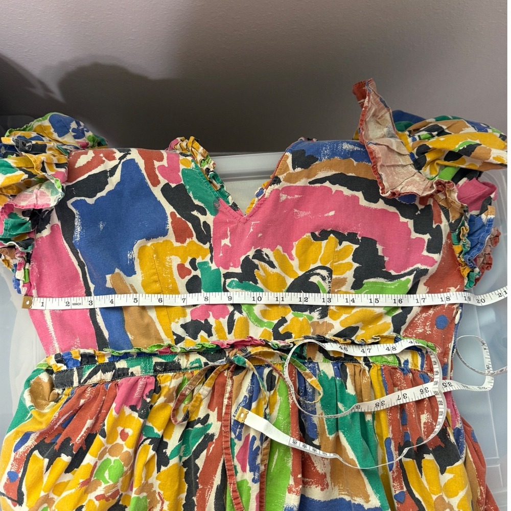 Love The Label Mix-Print Tiered Ruffle Midi Dress Size Large Multicolor Cotton - Picture 7 of 8